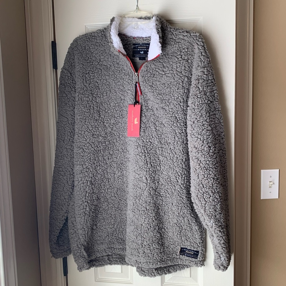 NWT Southern Marsh - Appalachian Pile Sherpa Pullover - Size L - Burnt Taupe